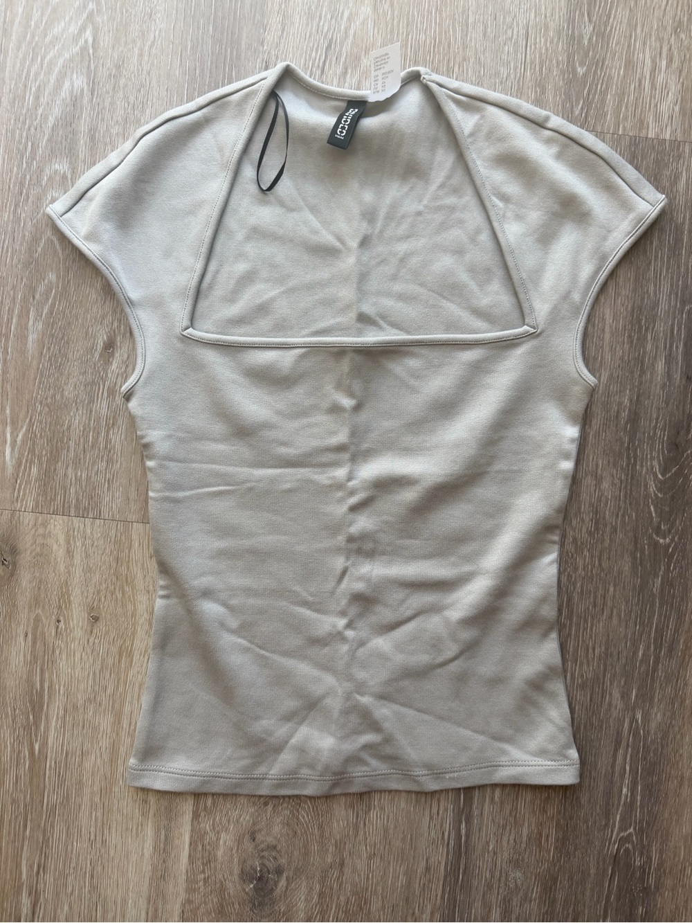 H&M Light Beige Square-Neck Cap Sleeve Tank Top